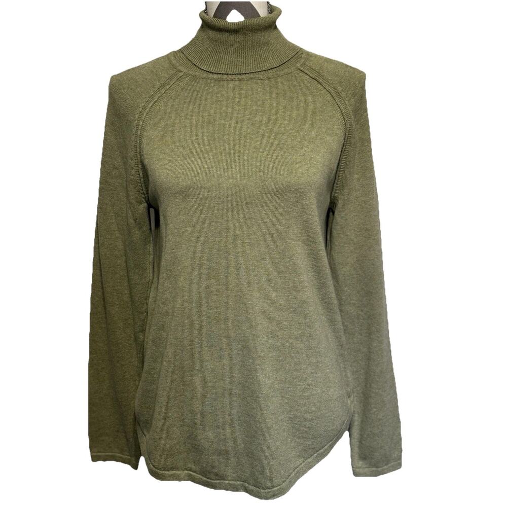 Jeanne Pierre Green Womens Long Sleeved Top Size Medium Cotton Sporty Casual